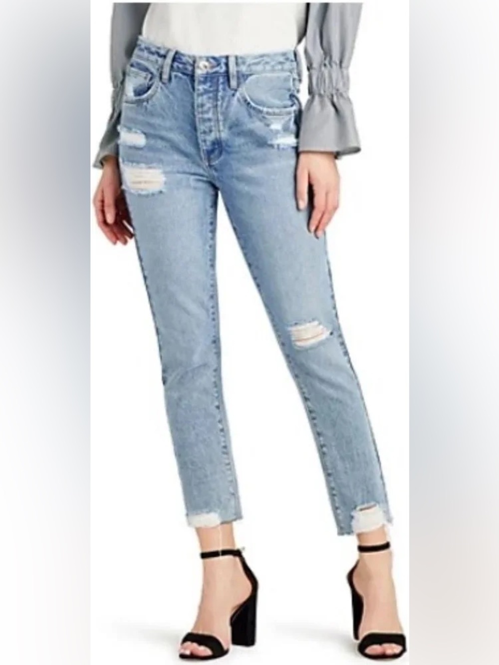Sam Edelman Light Blue Distressed Ankle Jeans The Stiletto Straight